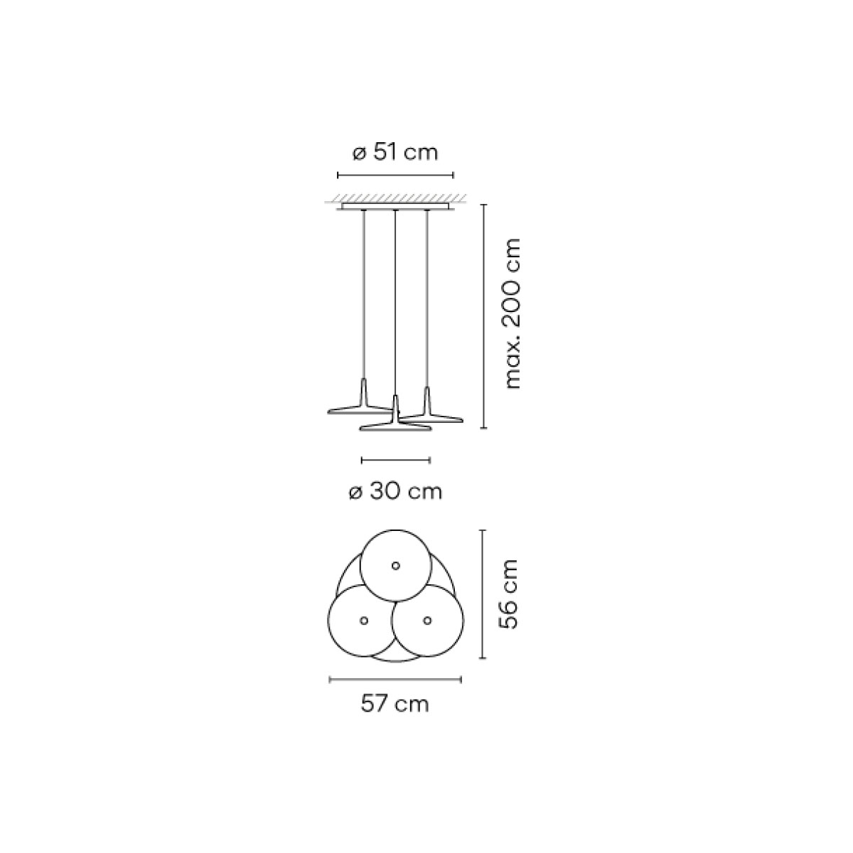 Skan 0280 Pendelleuchte, 3-flammig, Grün, 1-10V, Extra-Warmweiß 2700K