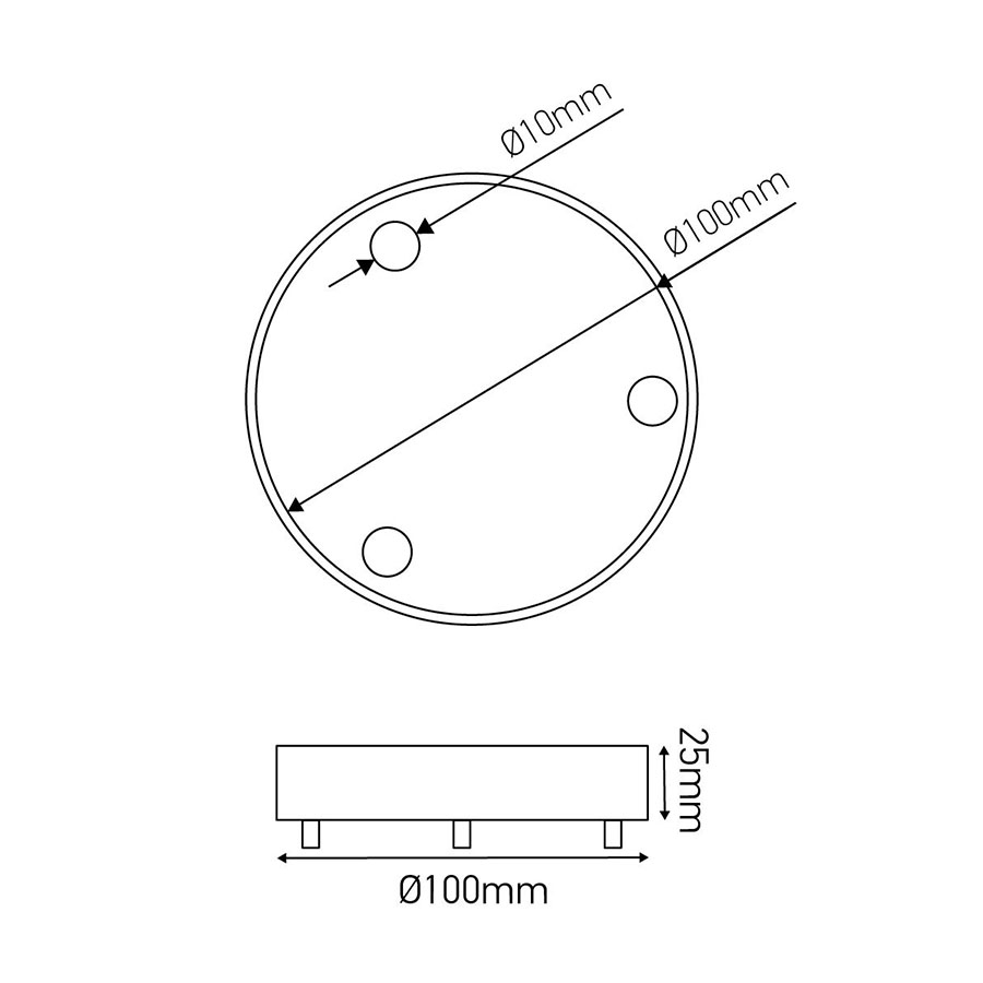 Lampen Baldachin Metall 3-fach Weiß, Ø: 10 cm x H: 2,5 cm