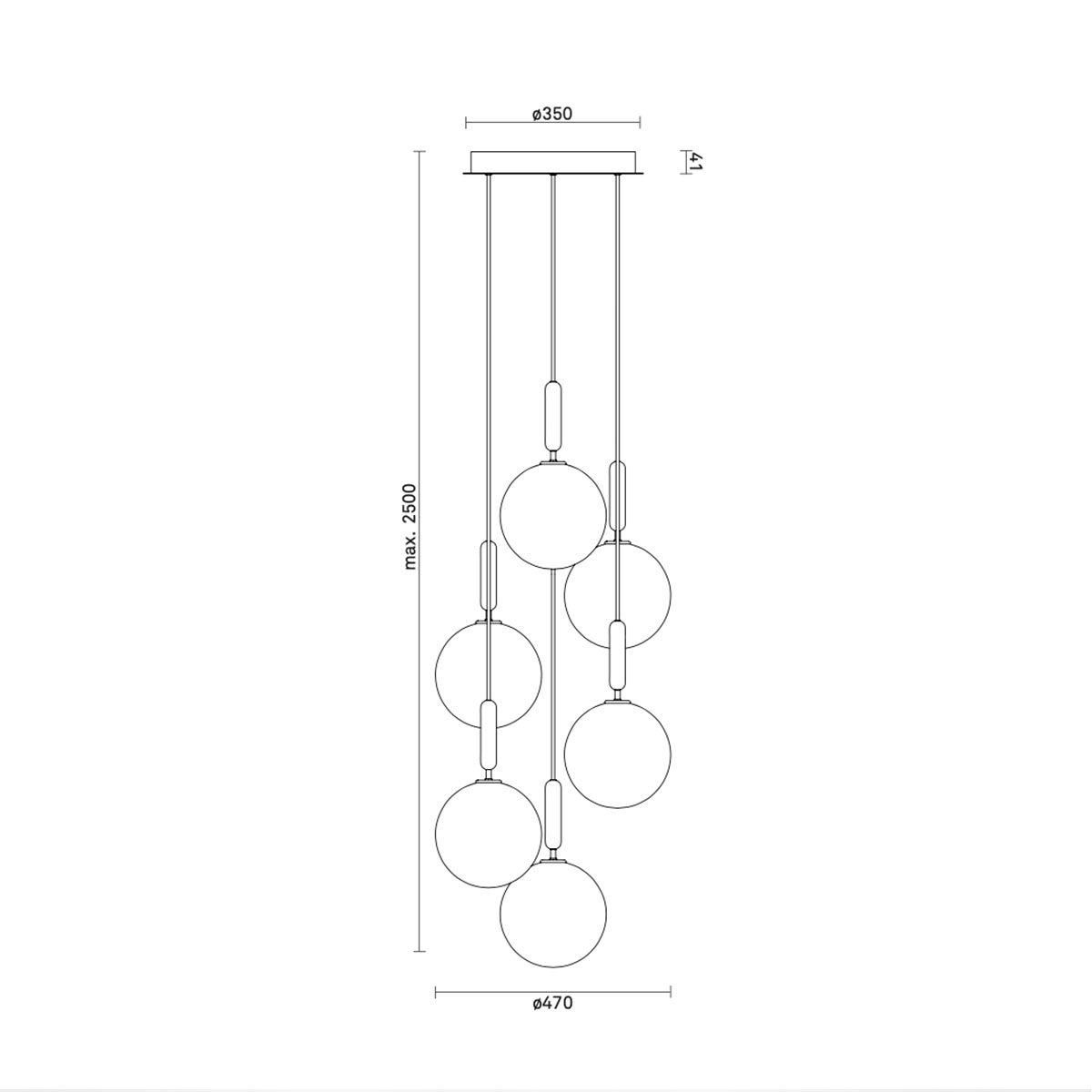 Miira 6  Large Pendelleuchte, Ø: 47 cm, Messing, Glas transparent