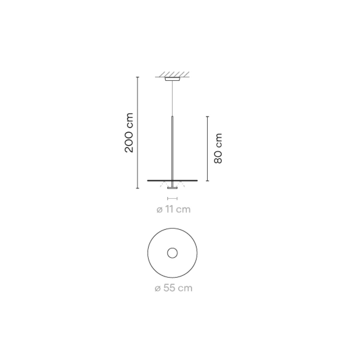 Flat 5940 Pendelleuchte, Ø: 55 cm, Grau, 1-10V