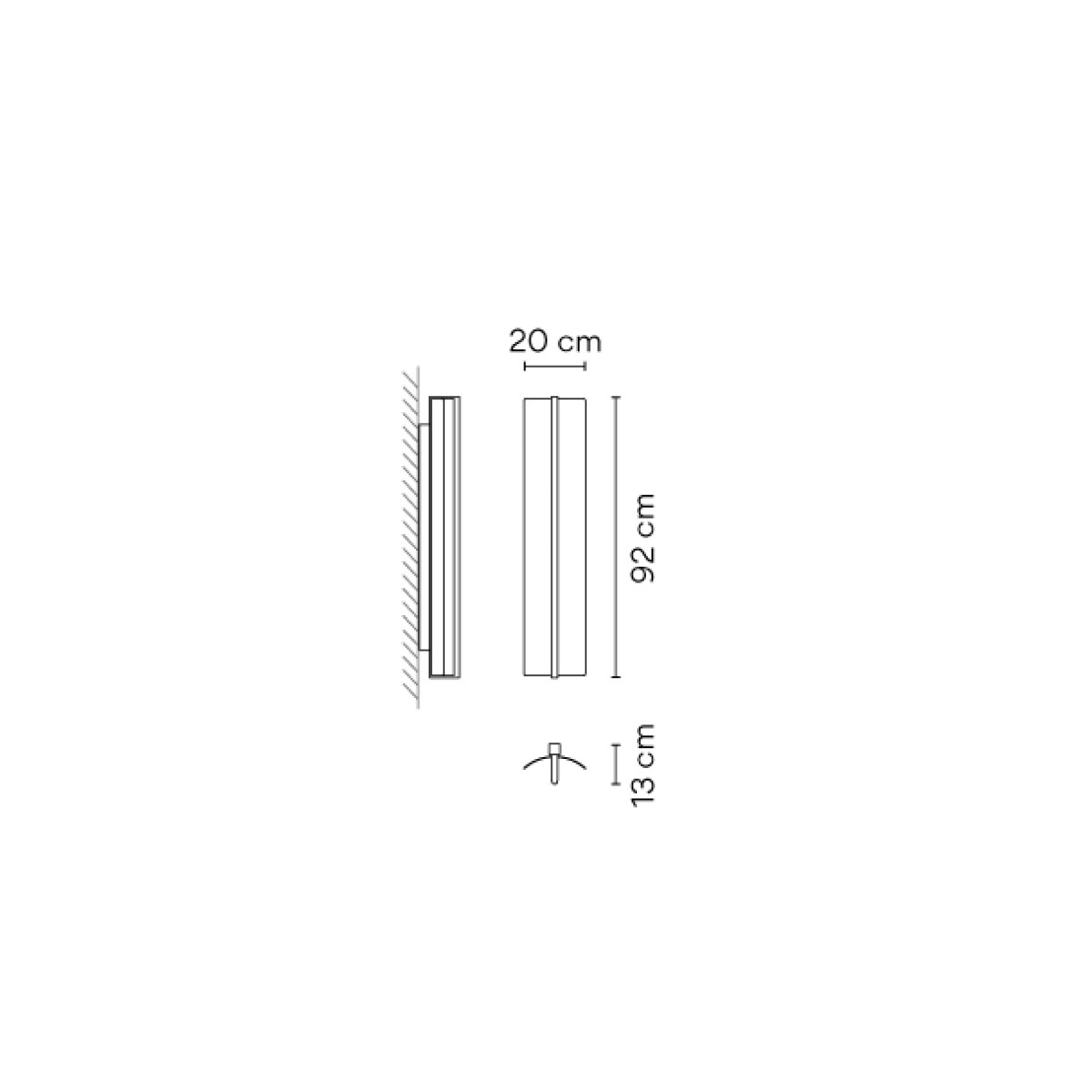 Kontur 6414 Wandleuchte, H: 92 cm, Warmweiß 3000K, 1-10V