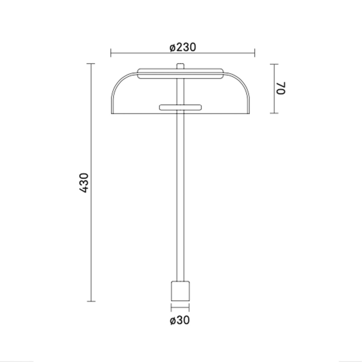 Blossi Tischleuchte integriert, Ø: 23 cm, H: 43 cm, Schwarz & Opalglas