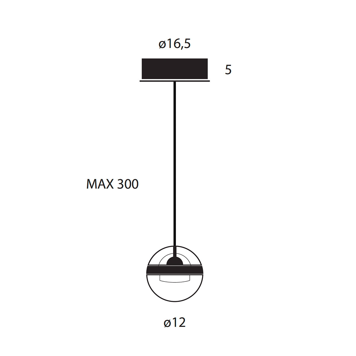 Limbus Mono Pendelleuchte, Ø: 12 cm, Schwarz eloxiert, Warmweiß 3000K, DALI dimmbar