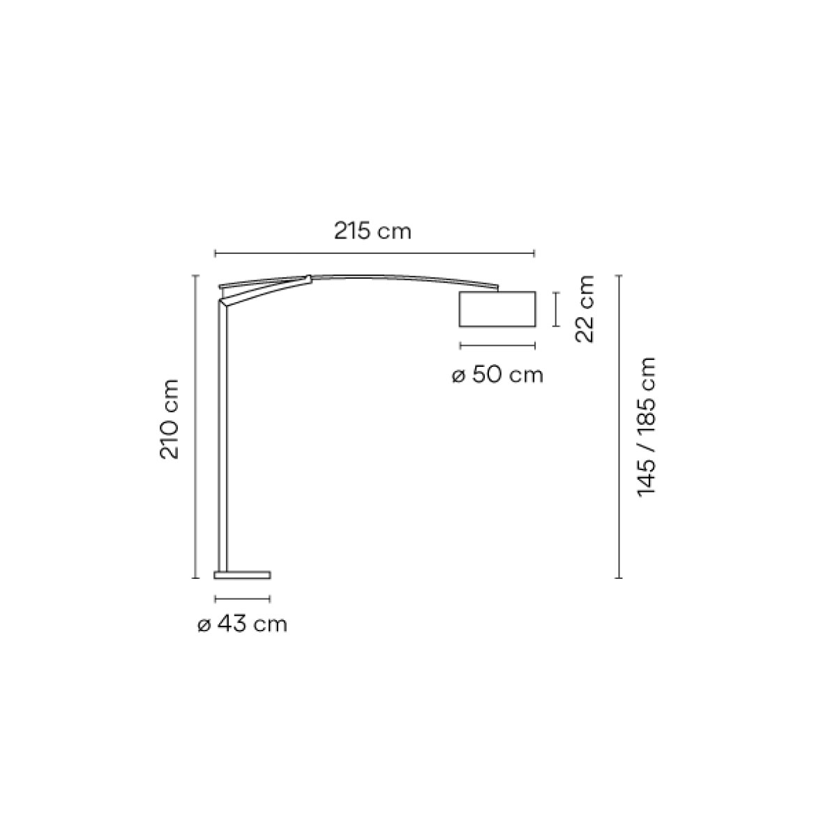 Balance 5192 Steh- /Bogenleuchte, L: 215 cm, H: 210 cm, Chrom, Alufäden