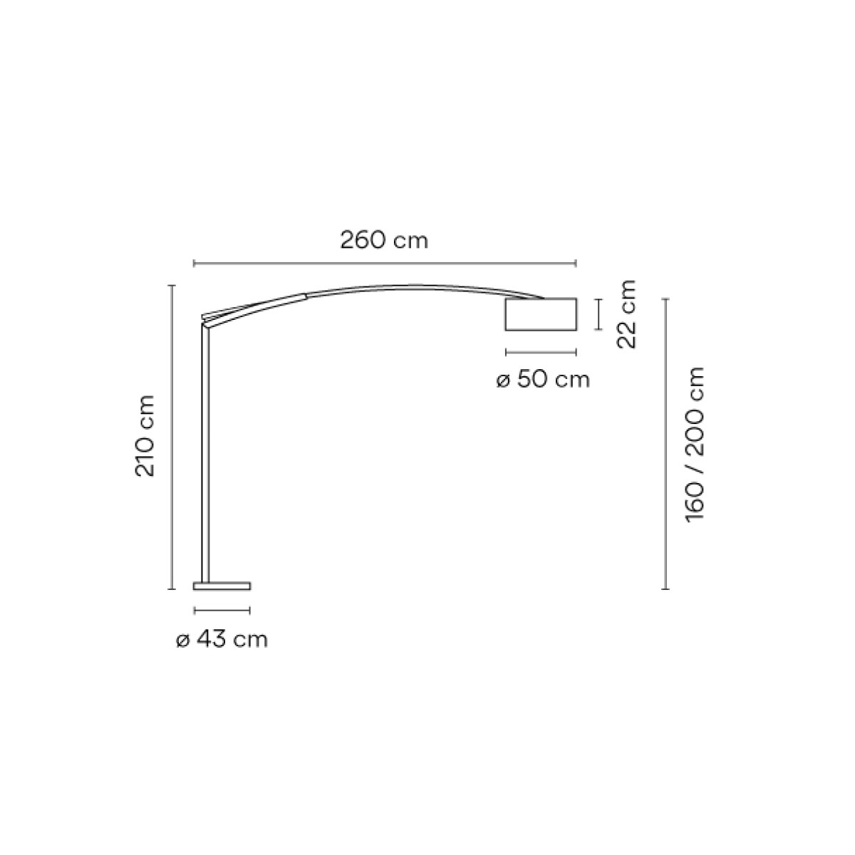 Balance 5189 Steh- /Bogenleuchte, L: 260 cm, H: 210 cm, Chrom, Alufäden