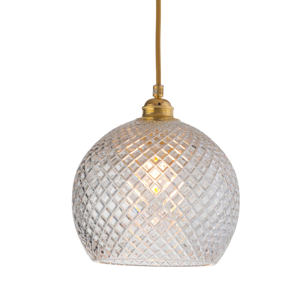 Rowan Pendelleuchte Crystal M Ø 22 cm, Gold, Small Check