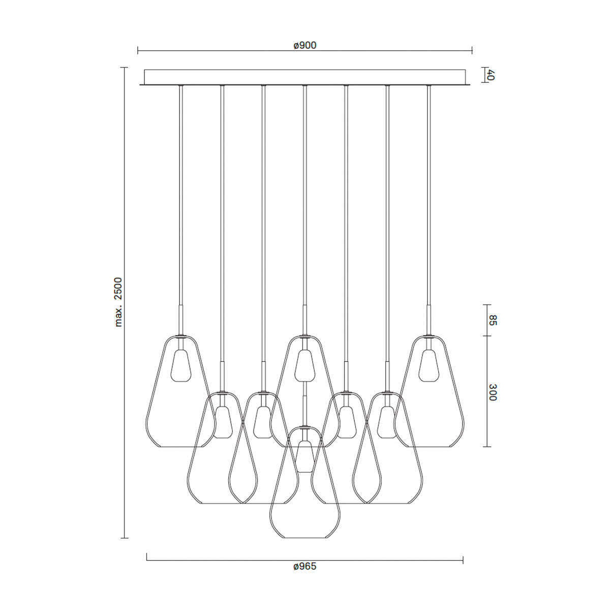 Anoli 13 Pendelleuchte, Ø: 96,5 cm, Opalglas