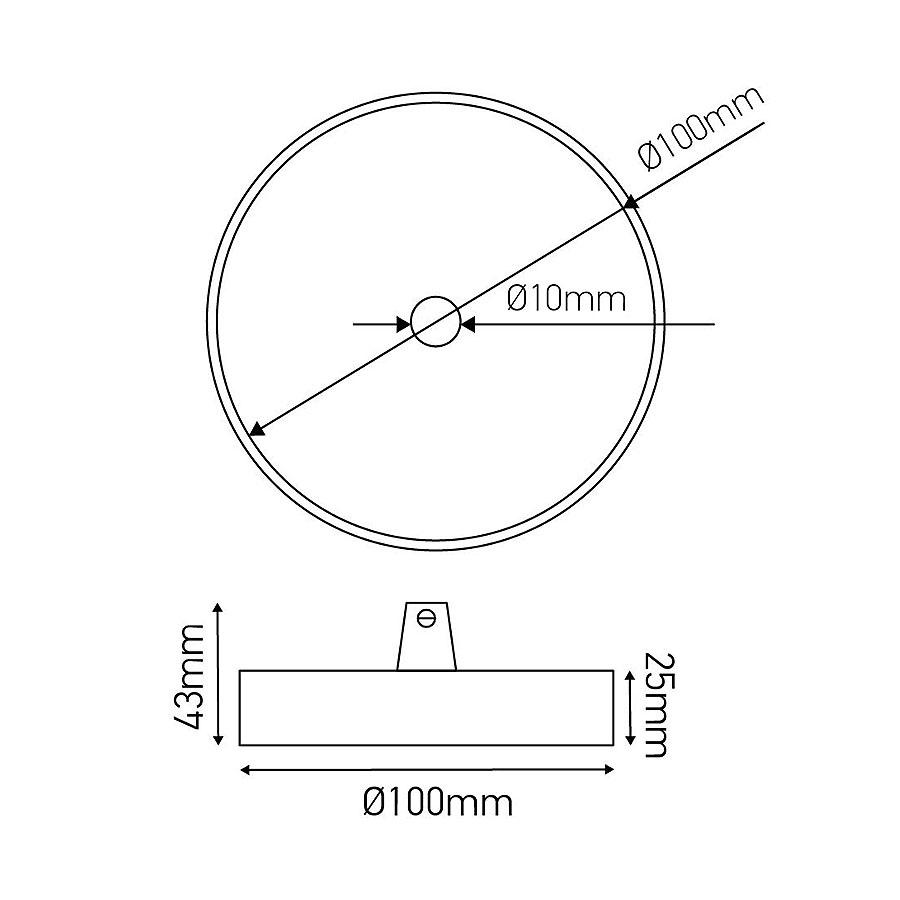 Lampen Baldachin Metall 1-fach Kupfer, Ø: 10 cm x H: 2,5 cm